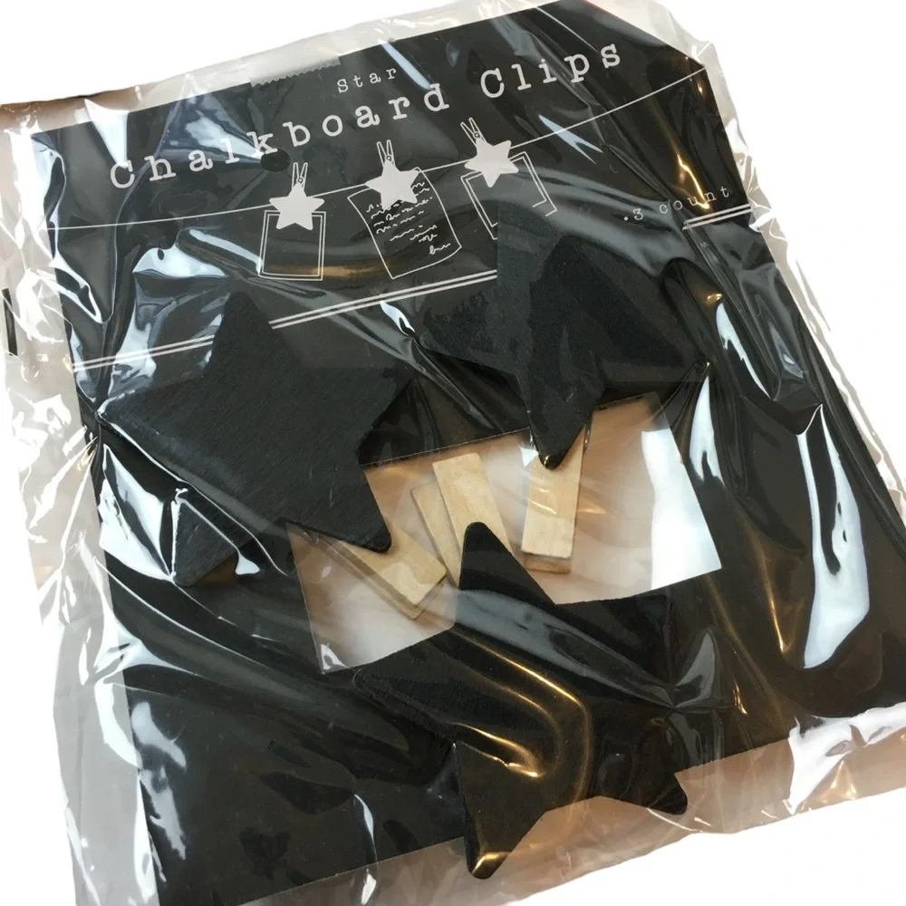 Chalkboard Star Clips & Jute String Signs Tabletop Decor Pantry Labels Gifts NWT